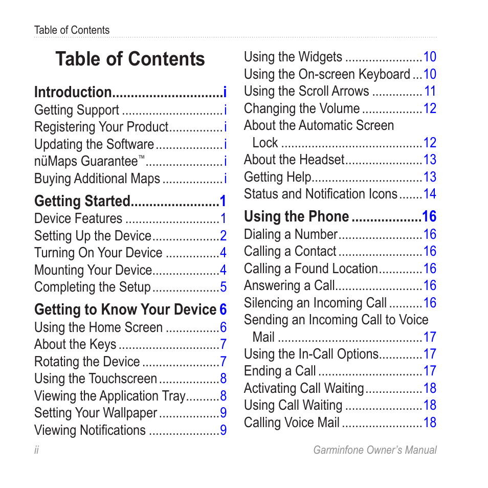 Garmin Cell Phone User Manual | Page 4 / 134