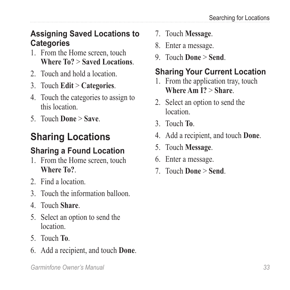 Sharing locations | Garmin Cell Phone User Manual | Page 41 / 134