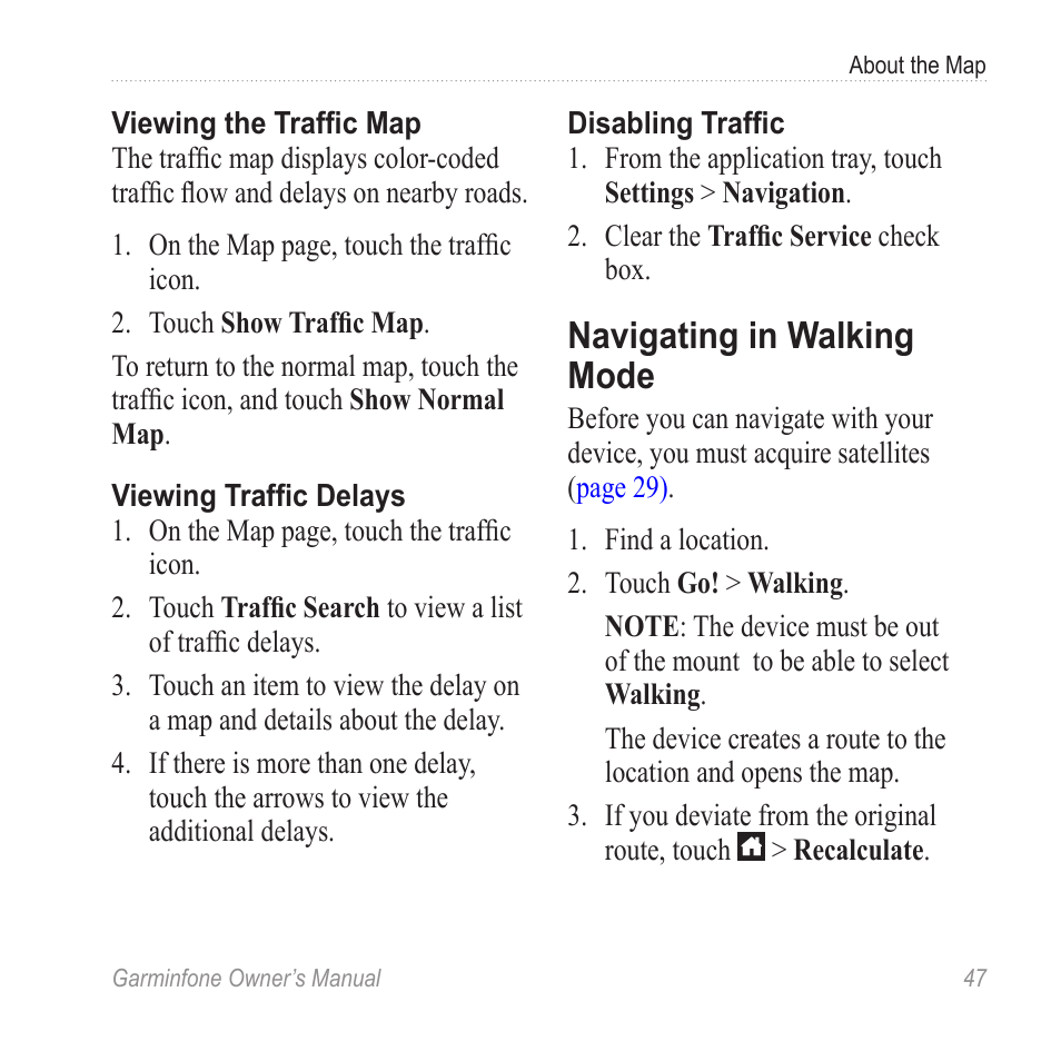 Navigating in walking mode | Garmin Cell Phone User Manual | Page 55 / 134