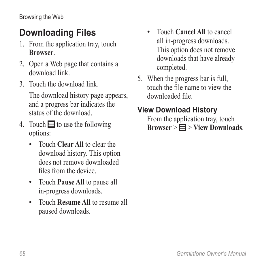 Downloading files | Garmin Cell Phone User Manual | Page 76 / 134