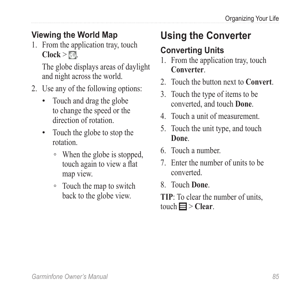 Using the converter | Garmin Cell Phone User Manual | Page 93 / 134