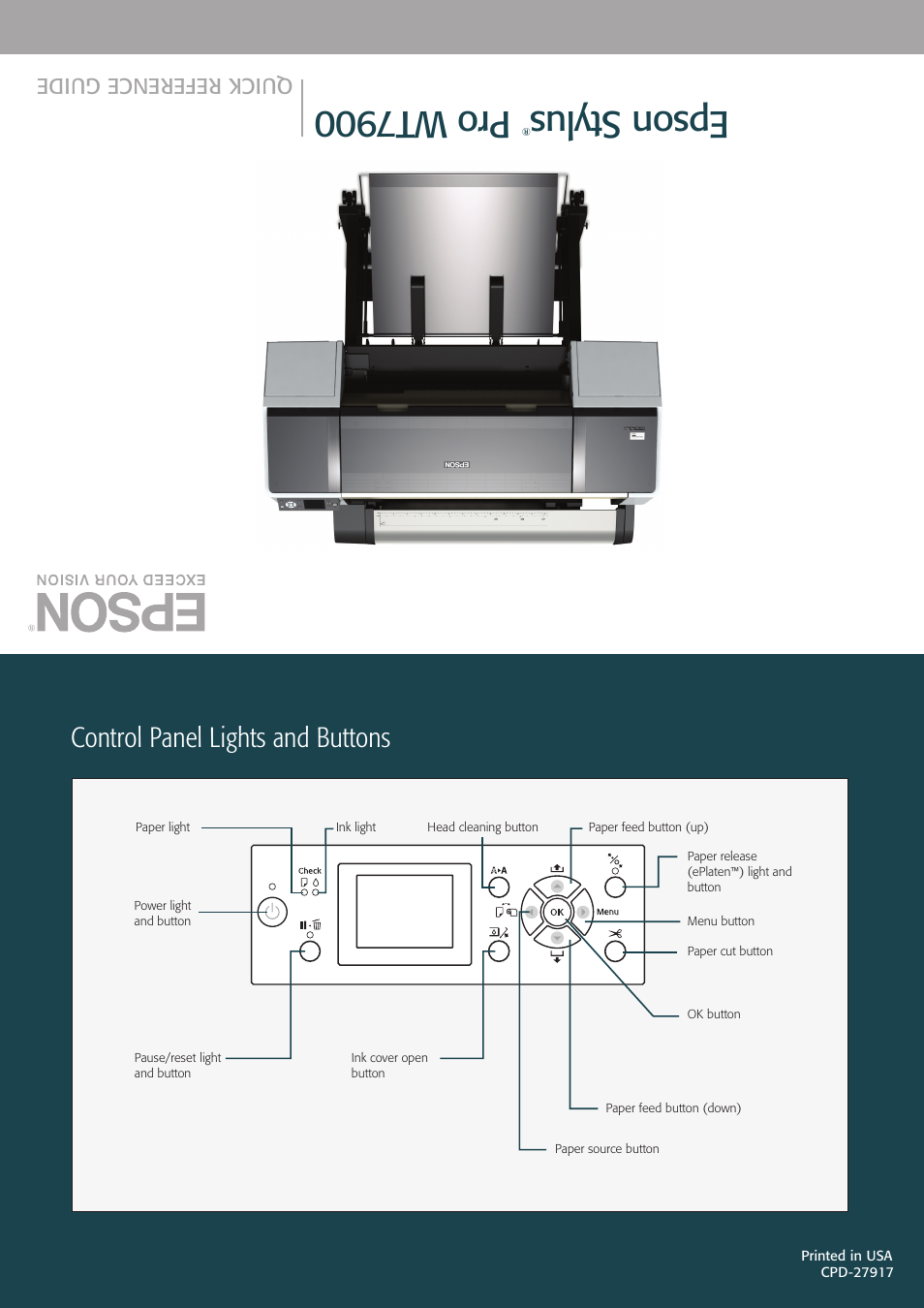 Control panel lights and buttons, Eps on sty lus, Pr o w t79 00 | Garmin STYLUS PRO PRO WT7900 User Manual | Page 13 / 13