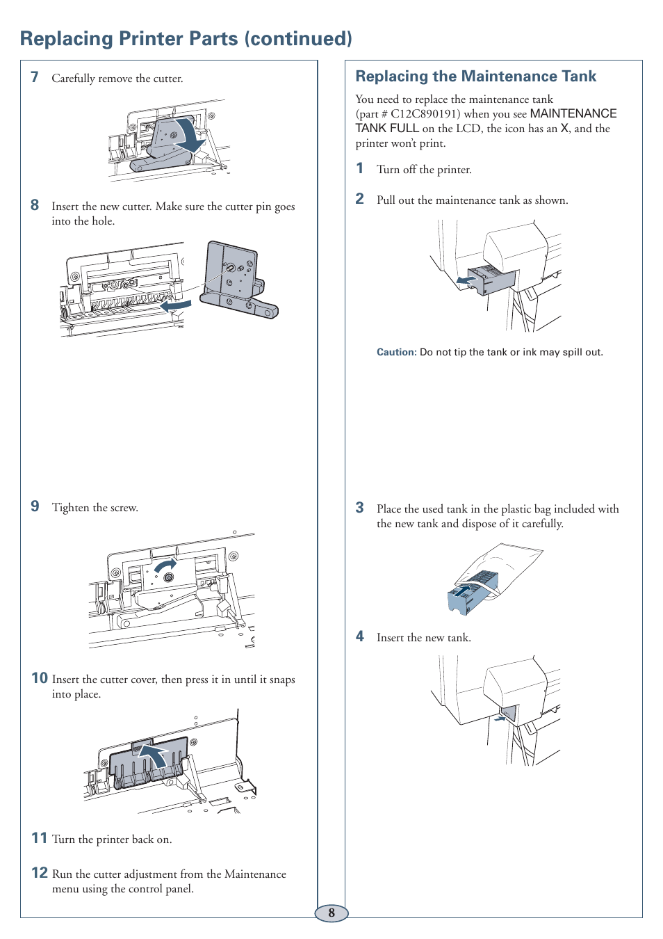 Replacing printer parts (continued) | Garmin STYLUS PRO PRO WT7900 User Manual | Page 9 / 13