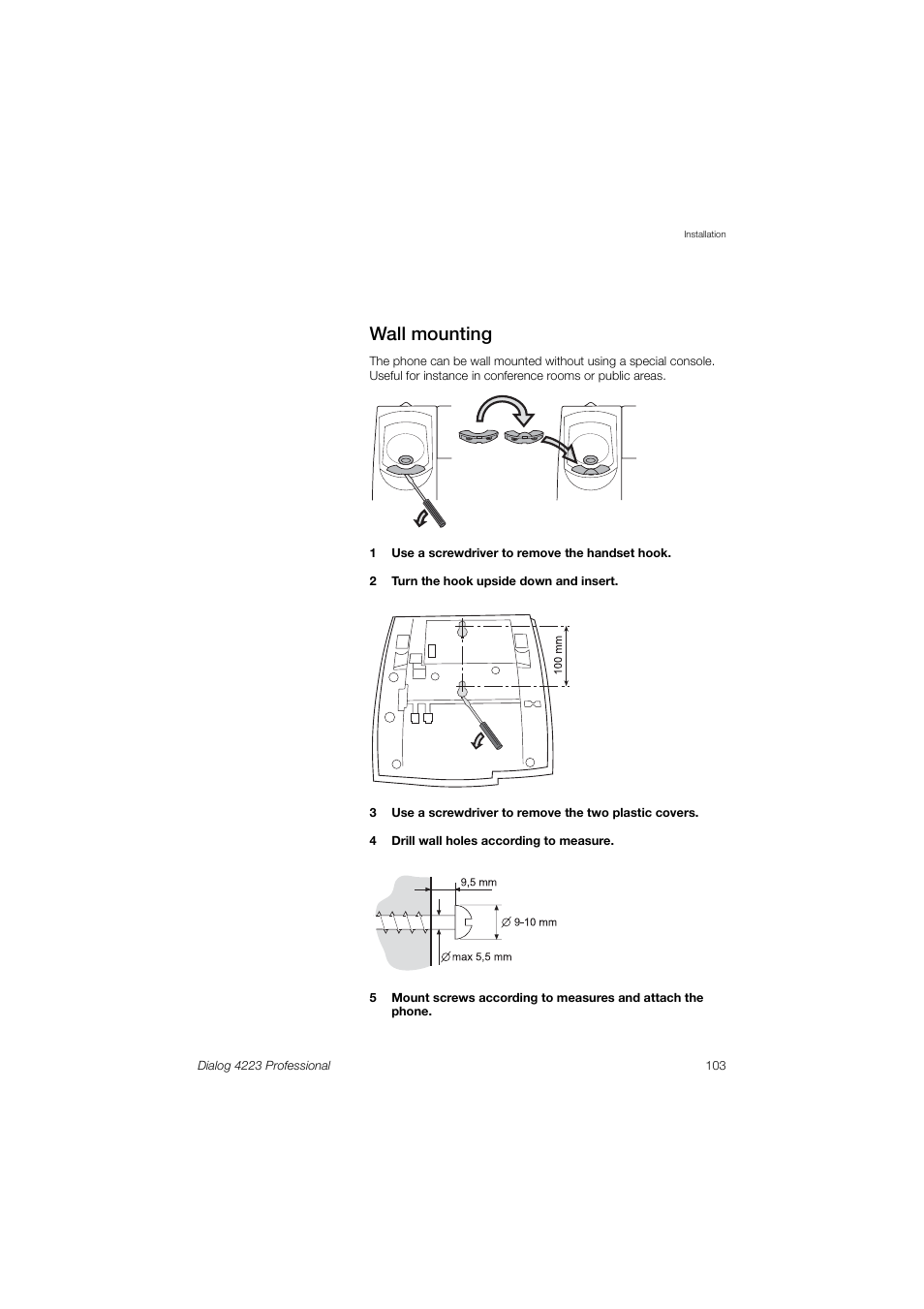 Wall mounting | Dialog 4223 Professional User Manual | Page 103 / 110