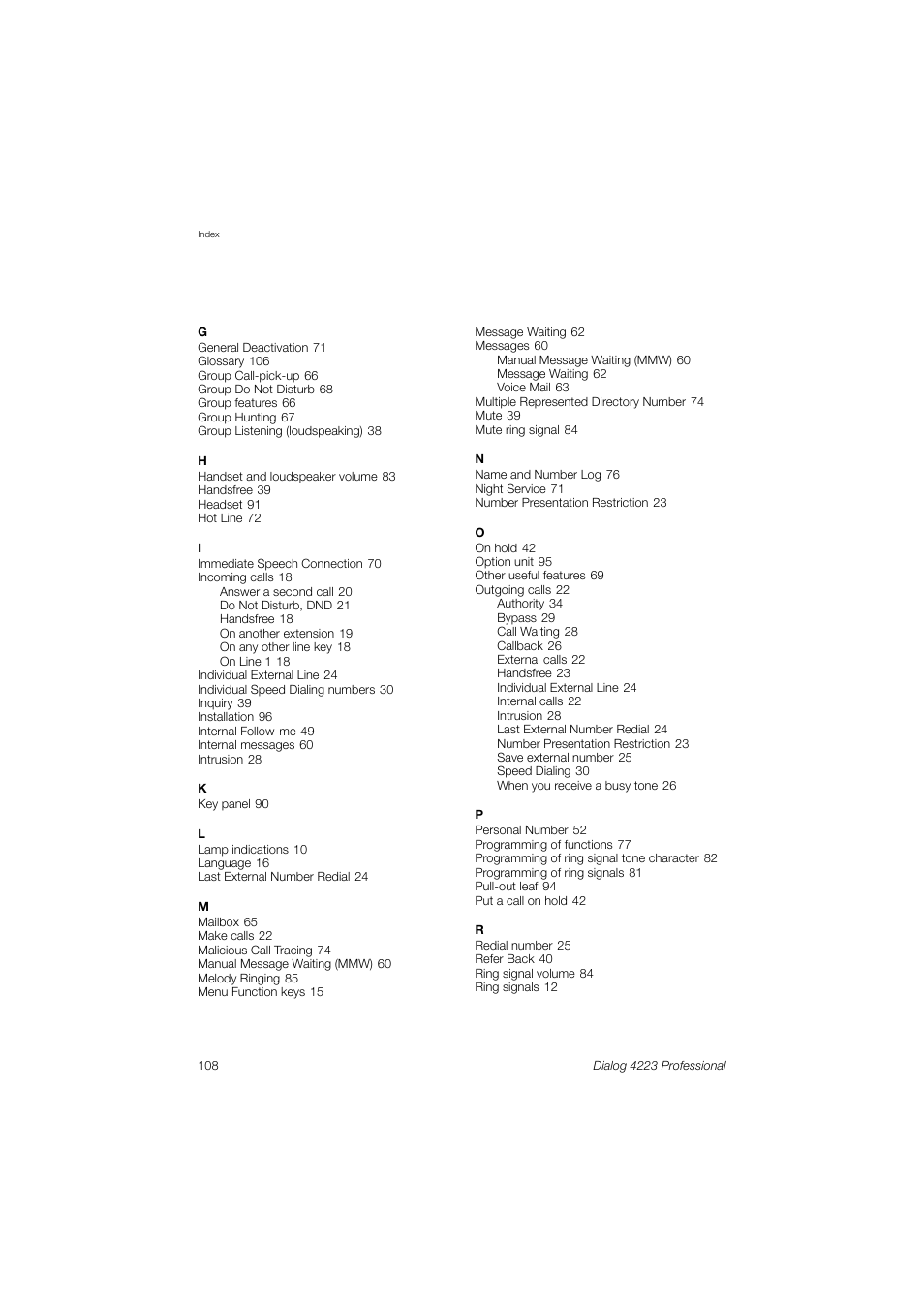 Dialog 4223 Professional User Manual | Page 108 / 110