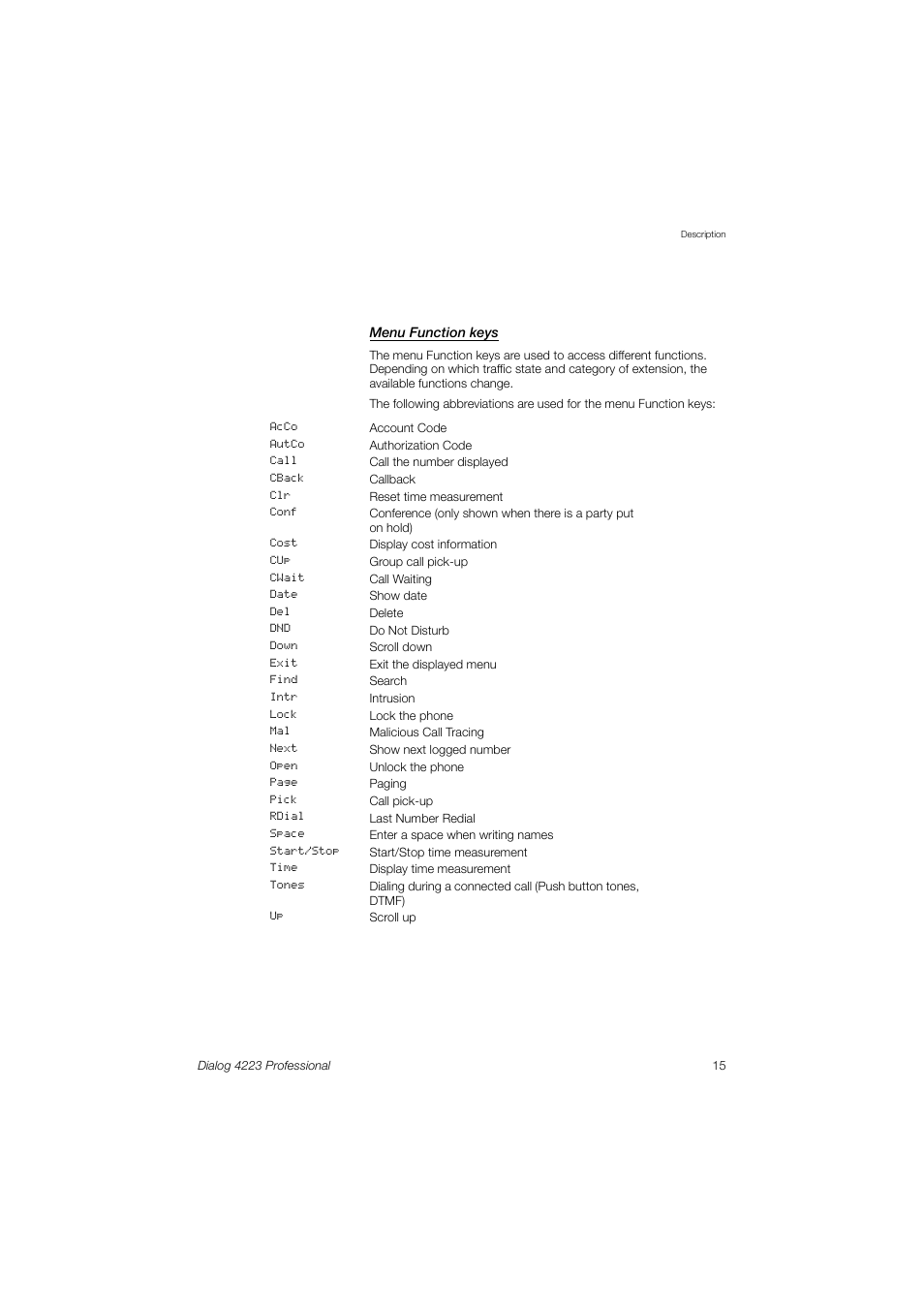Dialog 4223 Professional User Manual | Page 15 / 110