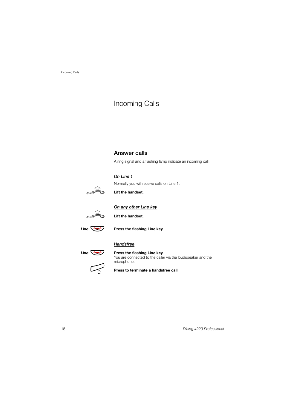 Incoming calls, Answer calls | Dialog 4223 Professional User Manual | Page 18 / 110