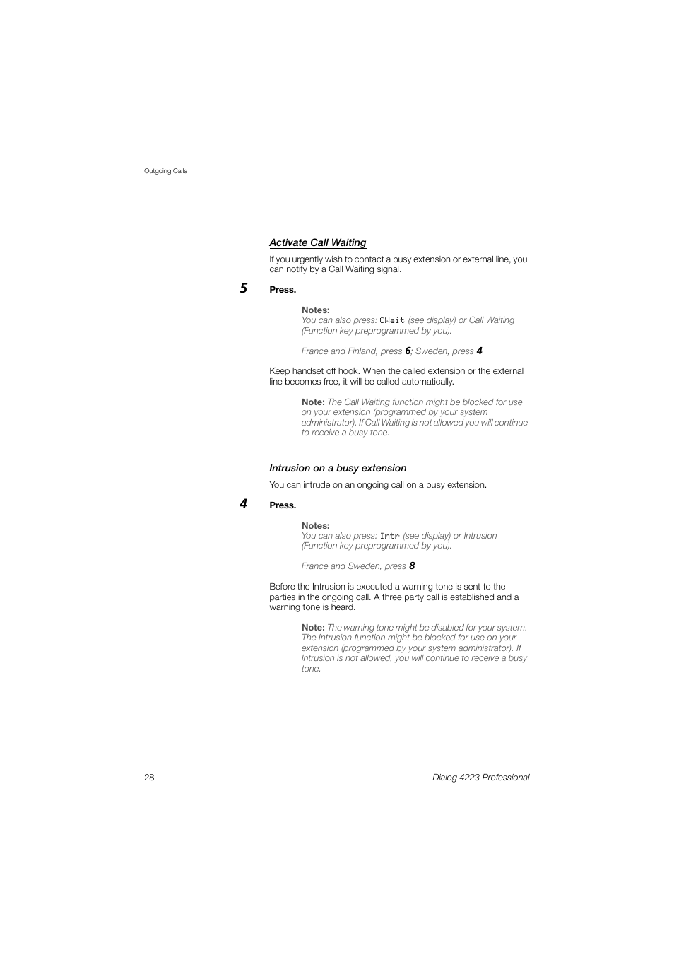 Dialog 4223 Professional User Manual | Page 28 / 110