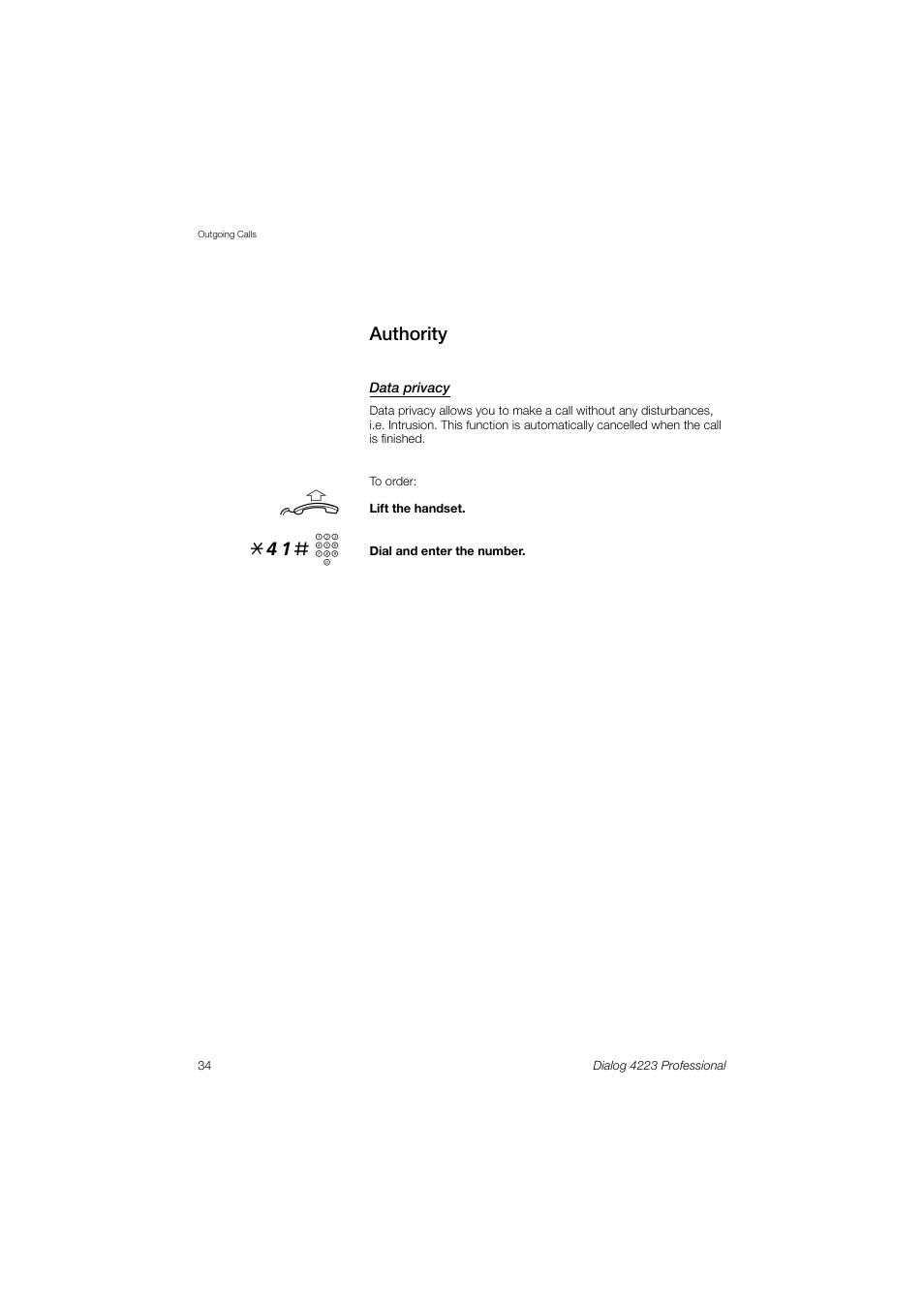 Authority, 41# z | Dialog 4223 Professional User Manual | Page 34 / 110