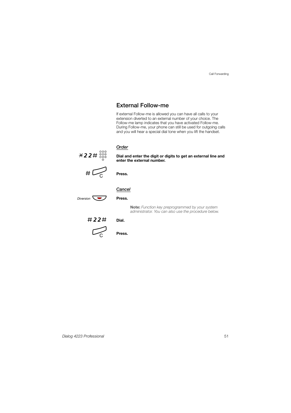 External follow-me, 22# z | Dialog 4223 Professional User Manual | Page 51 / 110