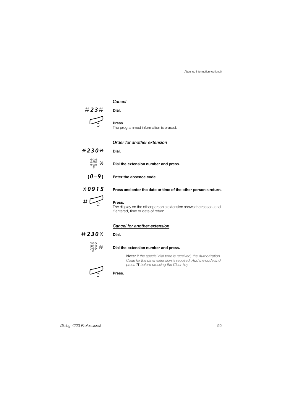 Dialog 4223 Professional User Manual | Page 59 / 110