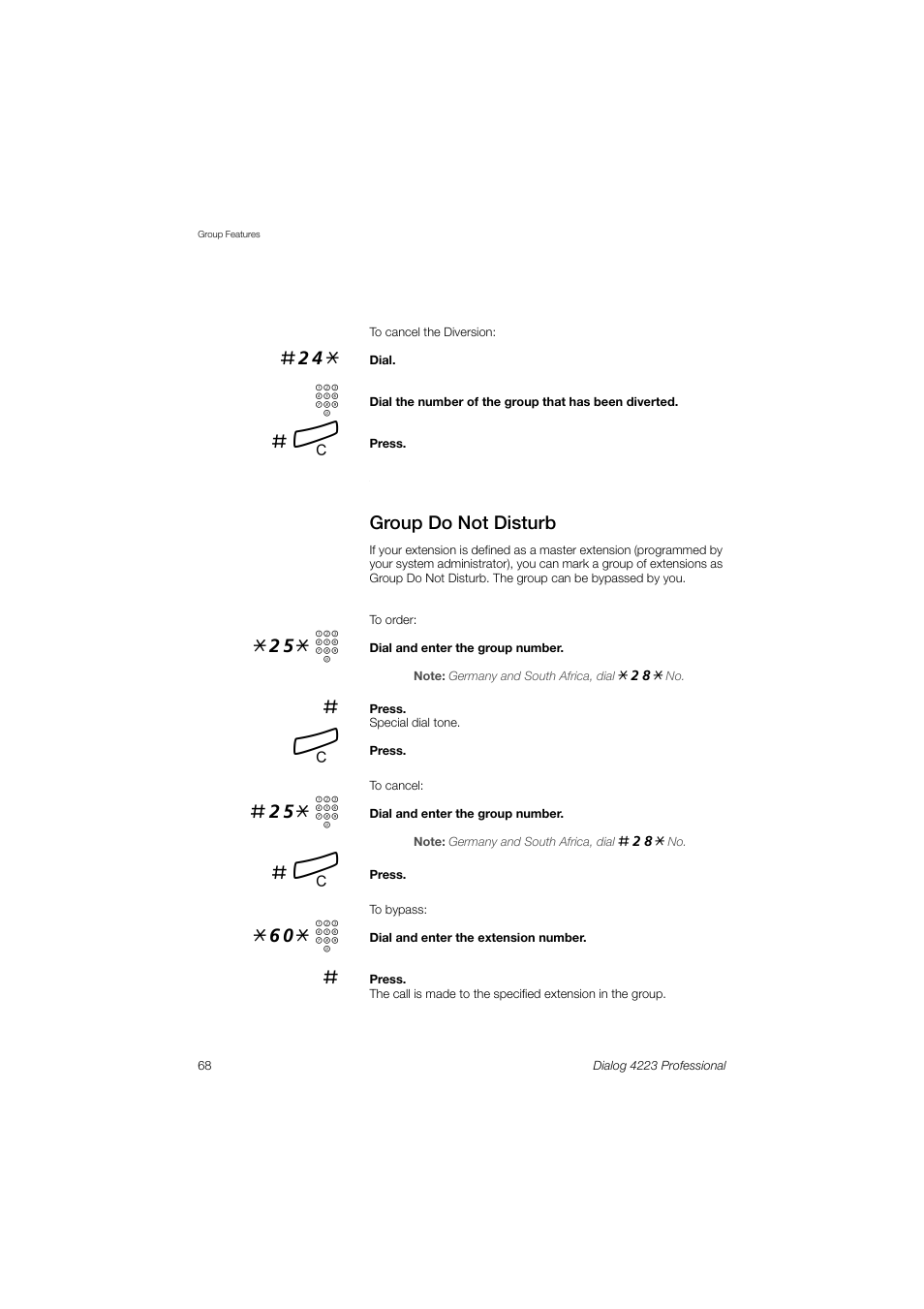 Group do not disturb, 25* z, 60* z | Dialog 4223 Professional User Manual | Page 68 / 110