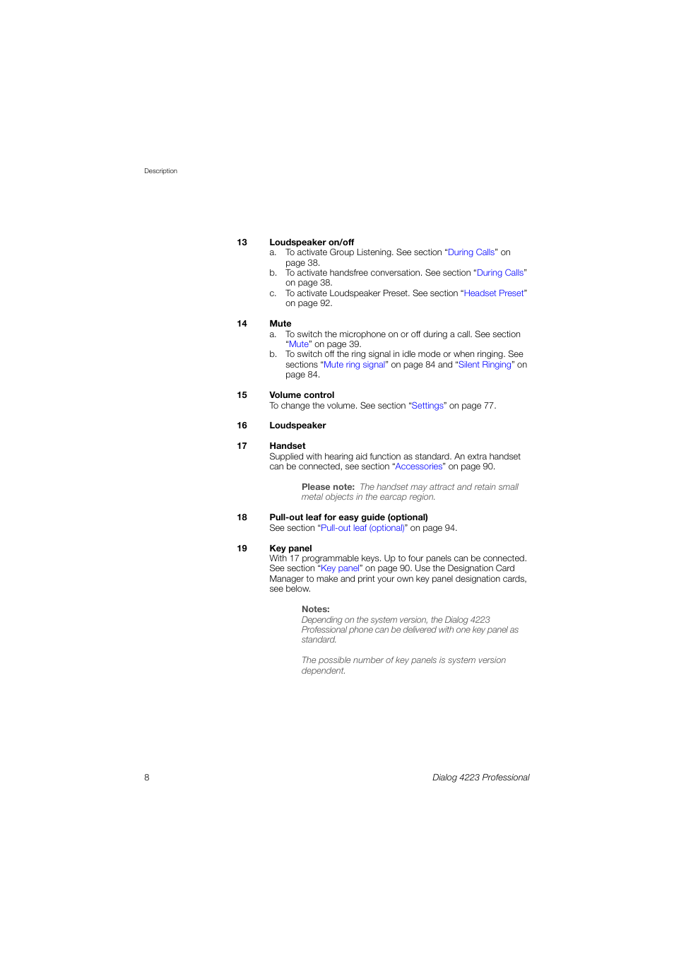 Dialog 4223 Professional User Manual | Page 8 / 110