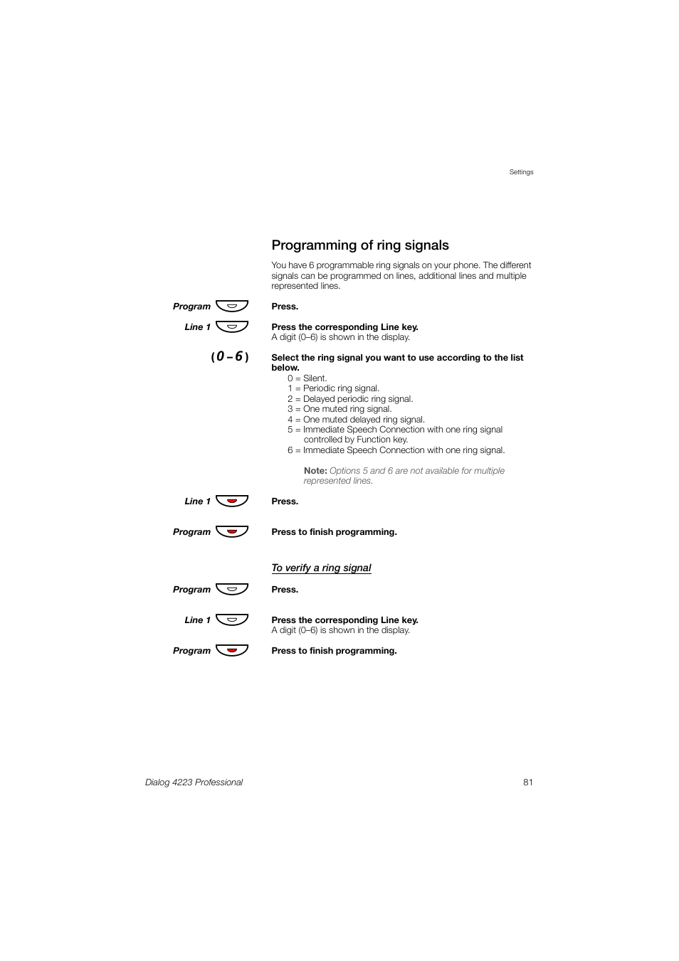 Programming of ring signals | Dialog 4223 Professional User Manual | Page 81 / 110