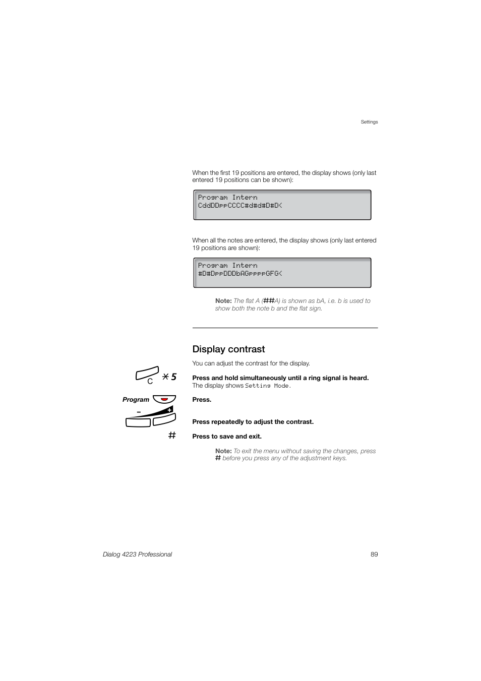 Display contrast, Í *5 | Dialog 4223 Professional User Manual | Page 89 / 110