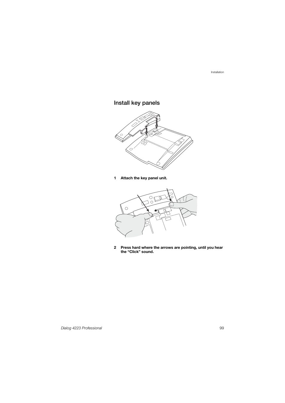 Install key panels | Dialog 4223 Professional User Manual | Page 99 / 110