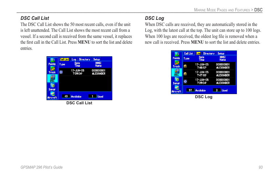 Garmin GPSMAP 296 User Manual | Page 101 / 168