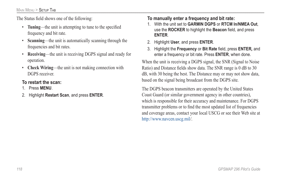 Garmin GPSMAP 296 User Manual | Page 126 / 168