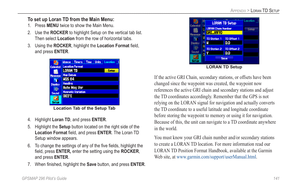 Garmin GPSMAP 296 User Manual | Page 149 / 168