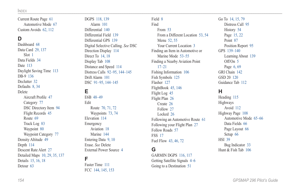 Garmin GPSMAP 296 User Manual | Page 162 / 168