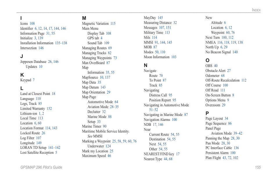 Garmin GPSMAP 296 User Manual | Page 163 / 168