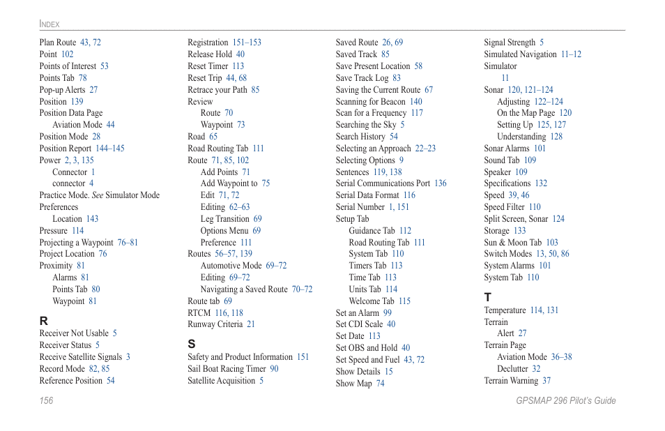 Garmin GPSMAP 296 User Manual | Page 164 / 168