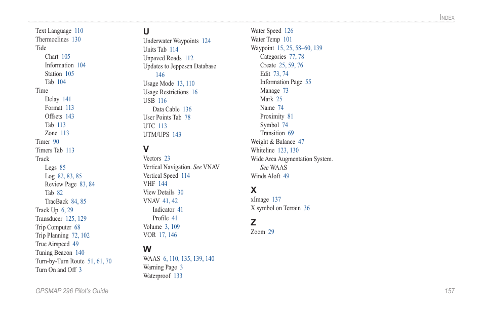 Garmin GPSMAP 296 User Manual | Page 165 / 168