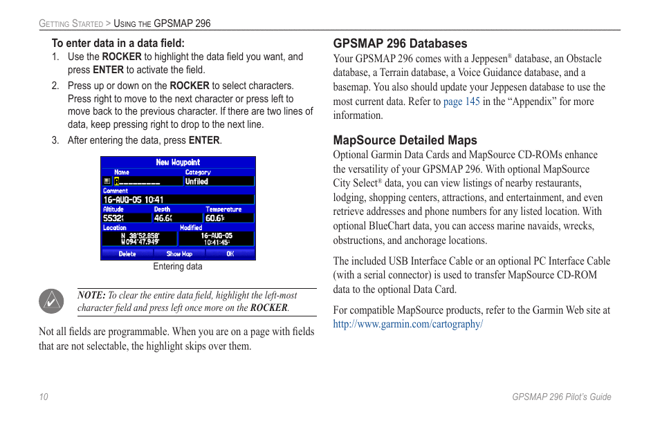 Garmin GPSMAP 296 User Manual | Page 18 / 168