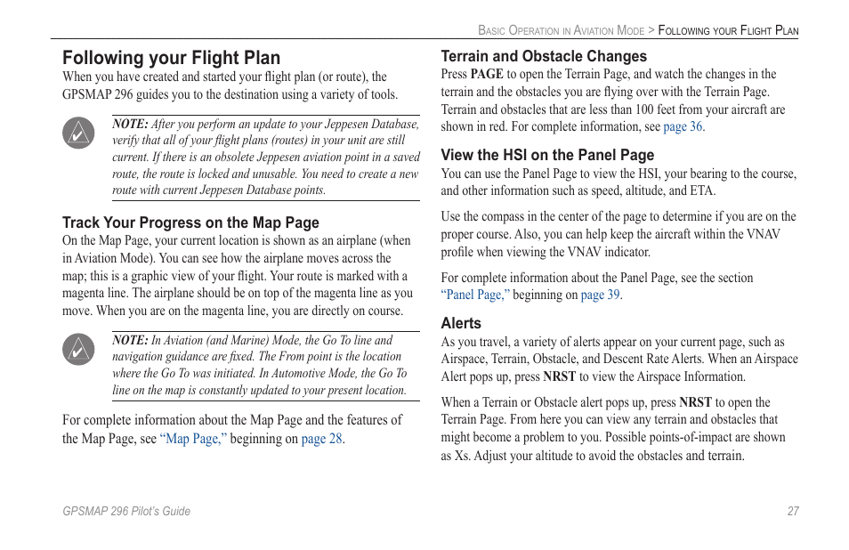 Following your flight plan | Garmin GPSMAP 296 User Manual | Page 35 / 168