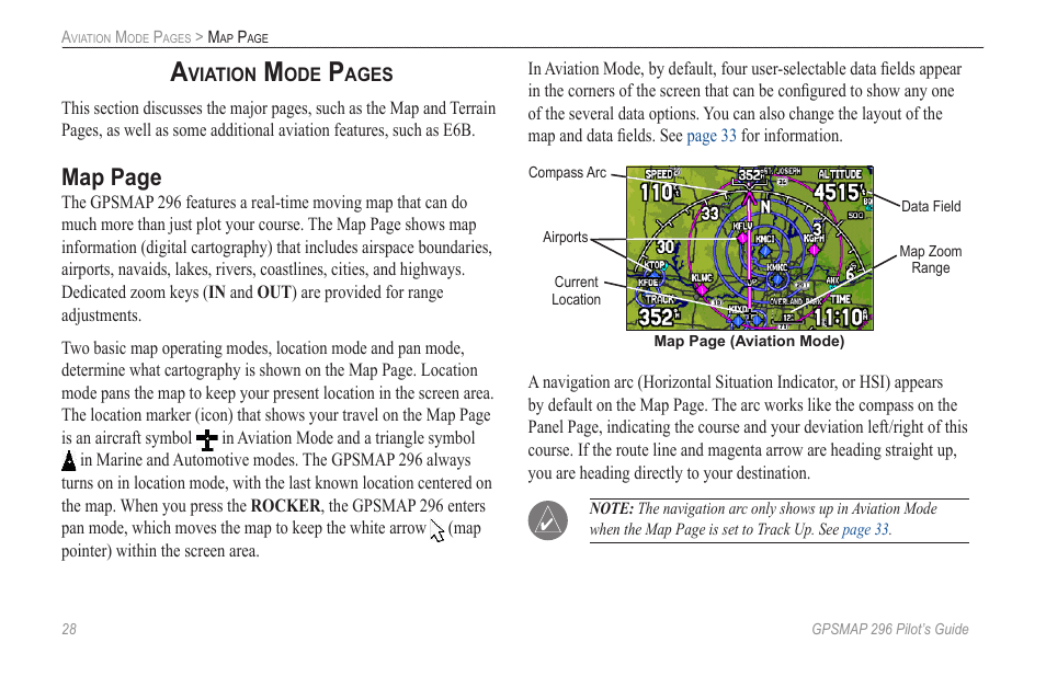 Map page | Garmin GPSMAP 296 User Manual | Page 36 / 168