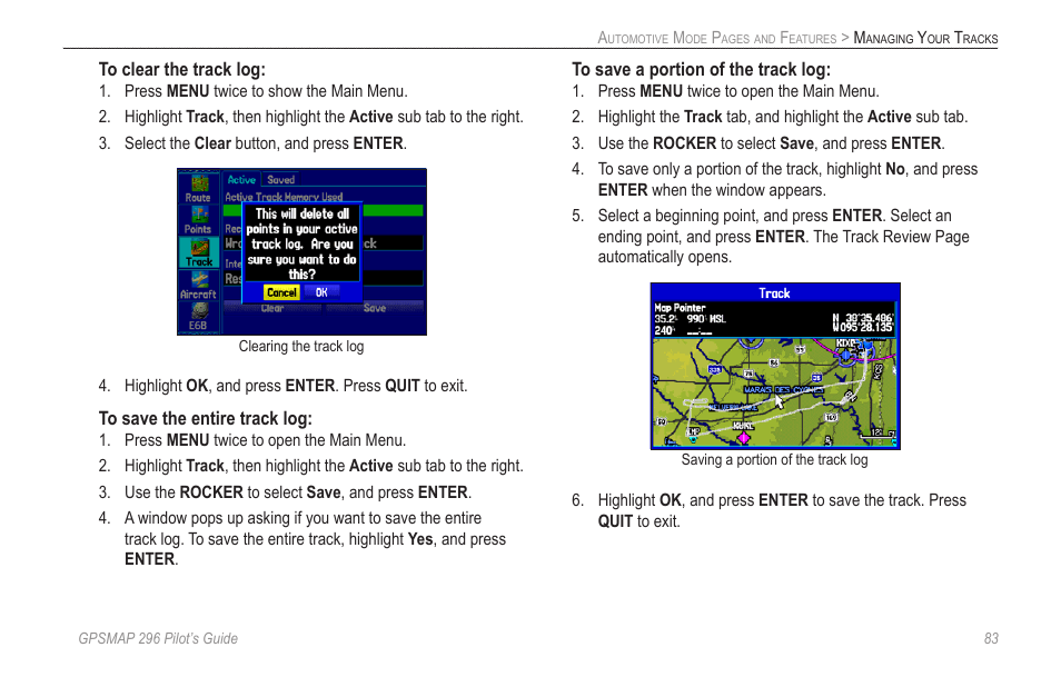 Garmin GPSMAP 296 User Manual | Page 91 / 168