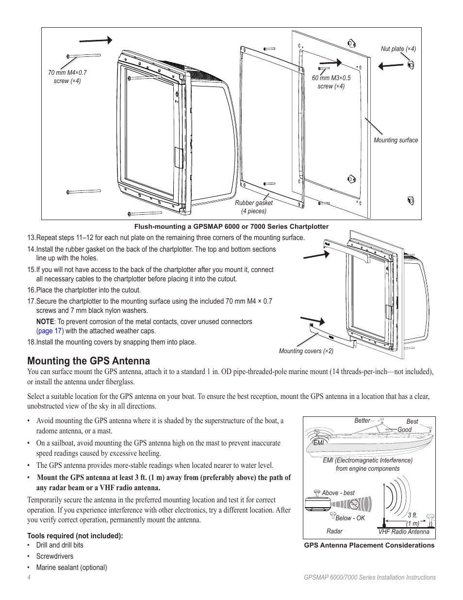 Mounting the gps antenna | Garmin 6000 User Manual | Page 4 / 20