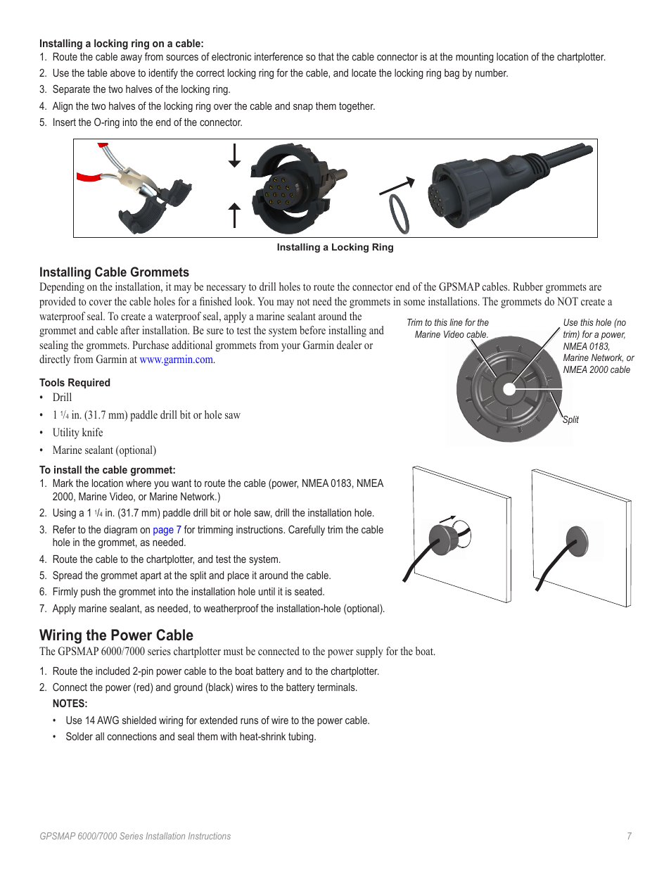 Wiring the power cable | Garmin 6000 User Manual | Page 7 / 20