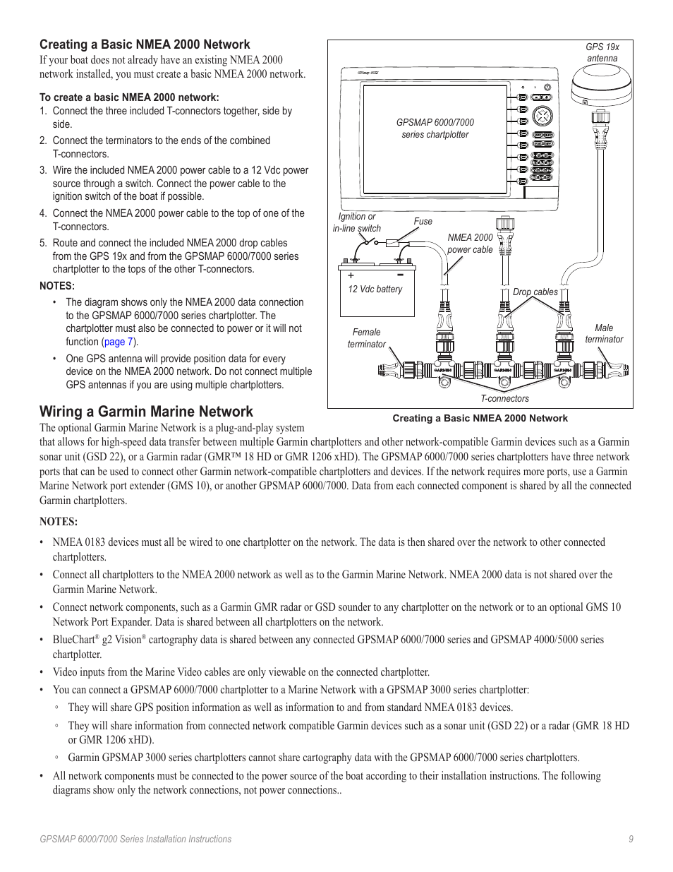 Wiring a garmin marine network | Garmin 6000 User Manual | Page 9 / 20