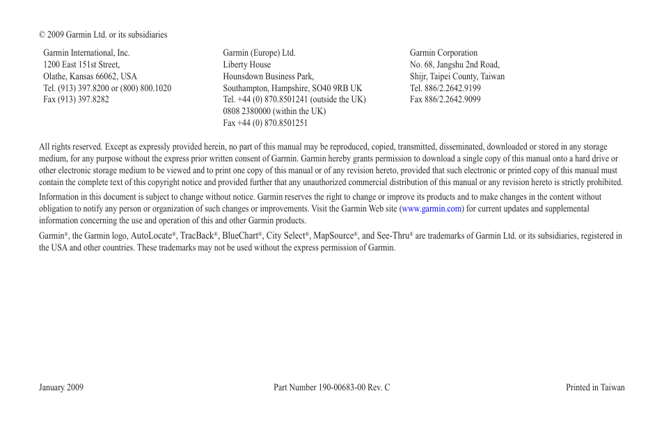 Garmin GPSMAP 190-00683-00 User Manual | Page 2 / 152