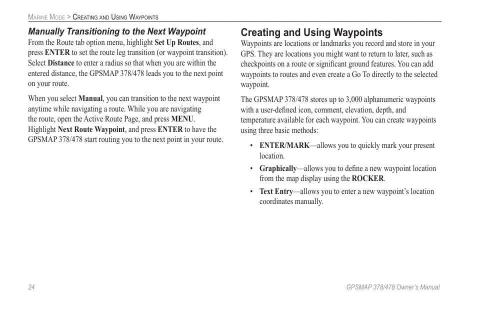 Creating and using waypoints | Garmin GPSMAP 190-00683-00 User Manual | Page 32 / 152