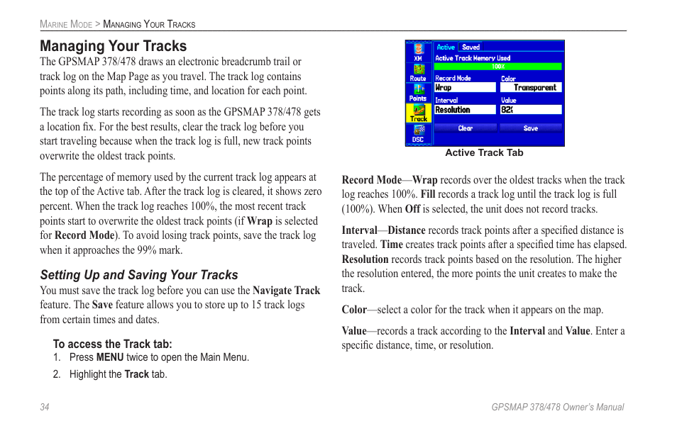 Managing your tracks | Garmin GPSMAP 190-00683-00 User Manual | Page 42 / 152