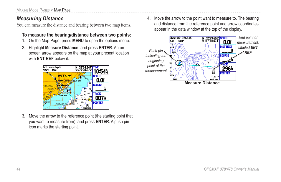 Measuring distance | Garmin GPSMAP 190-00683-00 User Manual | Page 52 / 152