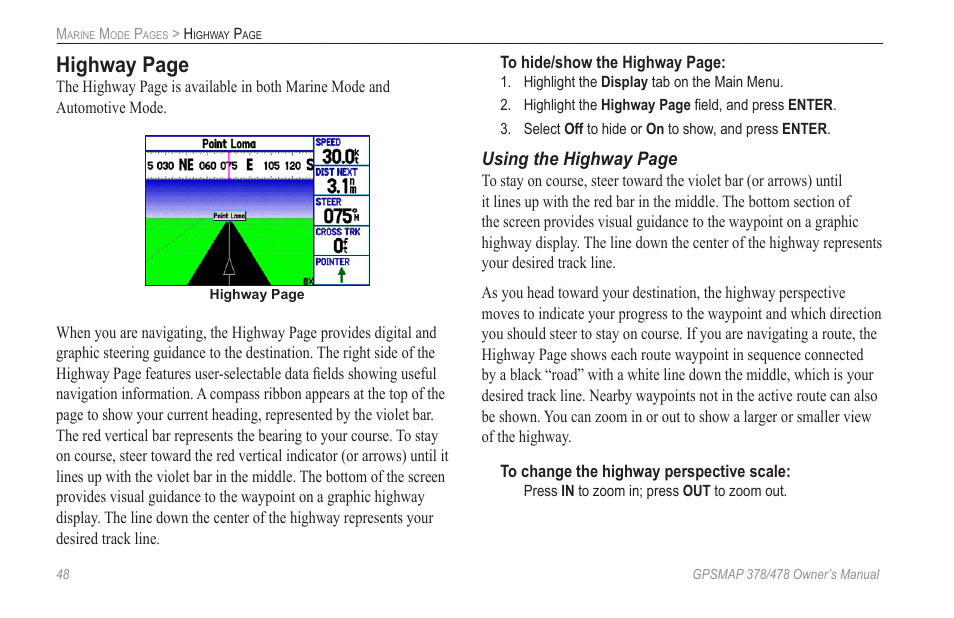 Highway page | Garmin GPSMAP 190-00683-00 User Manual | Page 56 / 152
