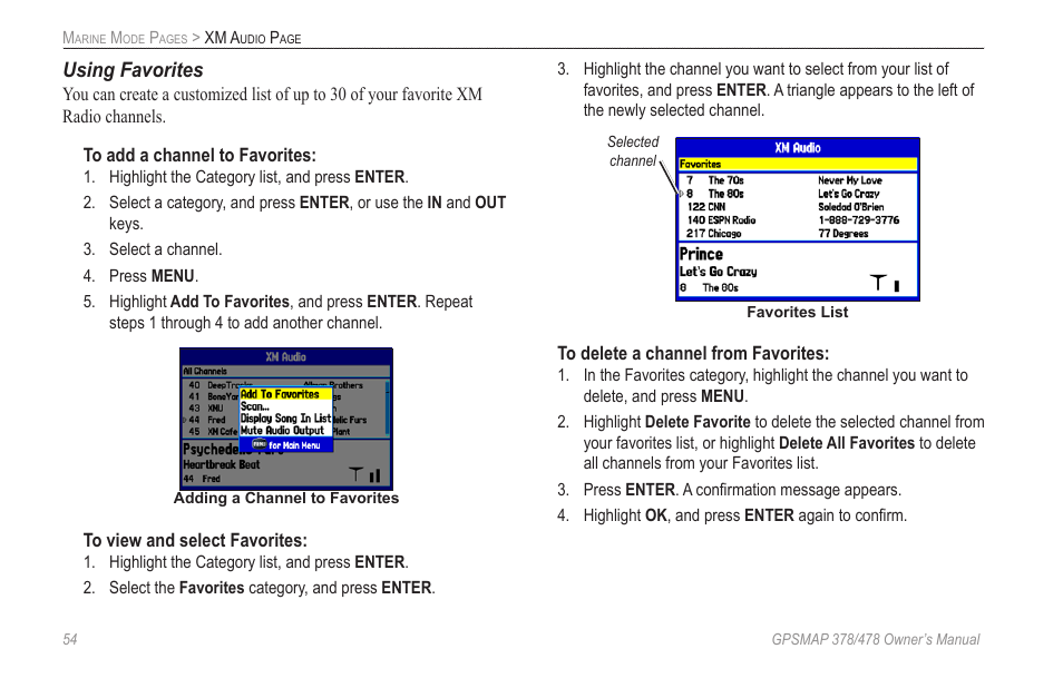 Using favorites | Garmin GPSMAP 190-00683-00 User Manual | Page 62 / 152