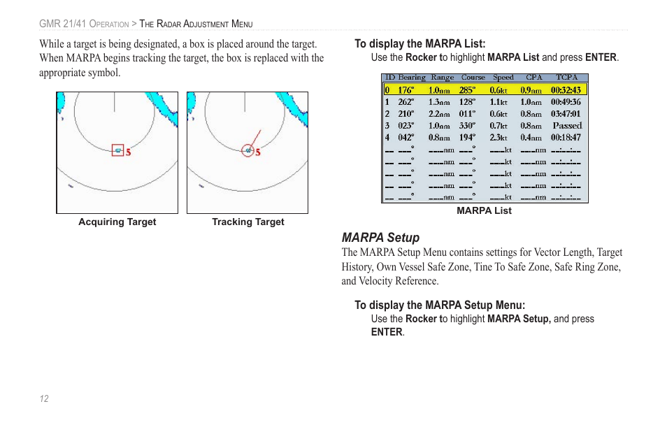 Marpa setup | Garmin GMR 21 User Manual | Page 16 / 32