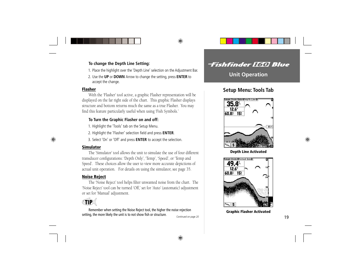 Unit operation setup menu: tools tab | Garmin 160 BLUE User Manual | Page 27 / 50