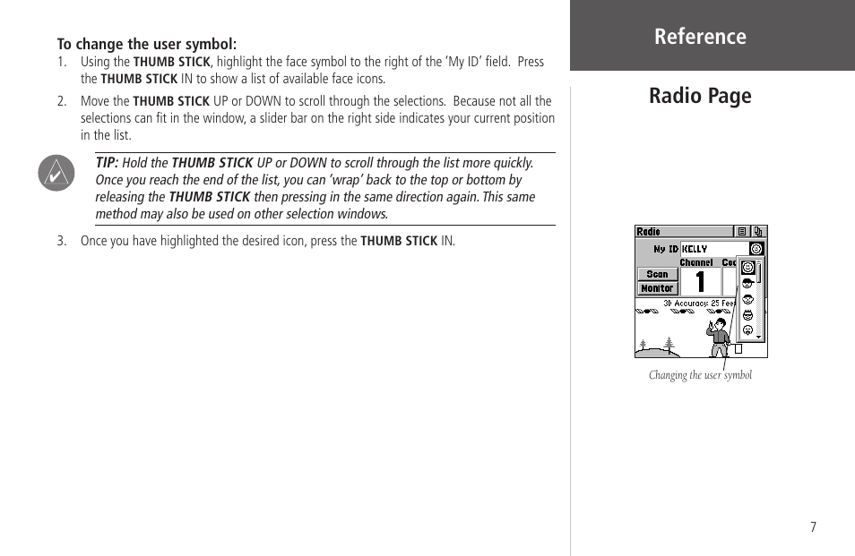 Reference, Radio page | Garmin Rino 130 User Manual | Page 21 / 130