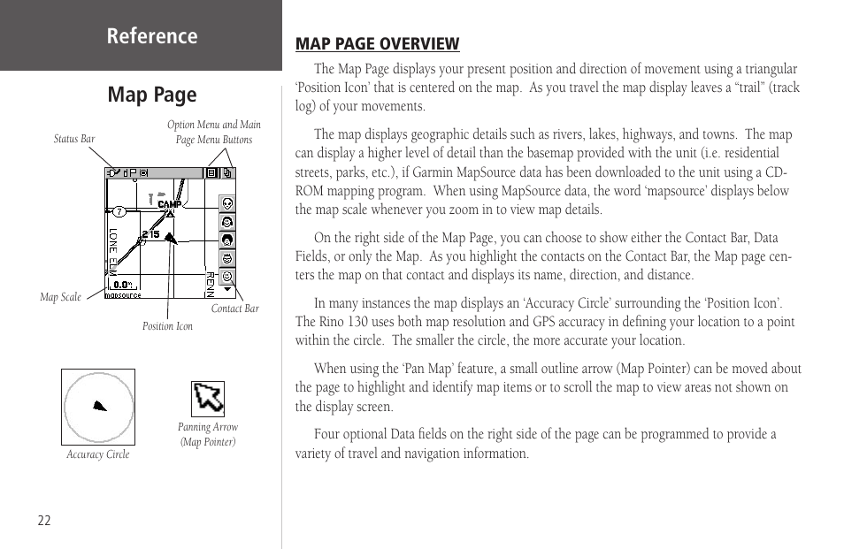 Reference map page | Garmin Rino 130 User Manual | Page 36 / 130