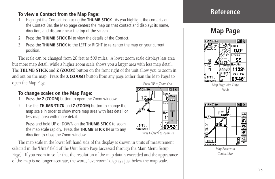 Reference, Map page | Garmin Rino 130 User Manual | Page 37 / 130