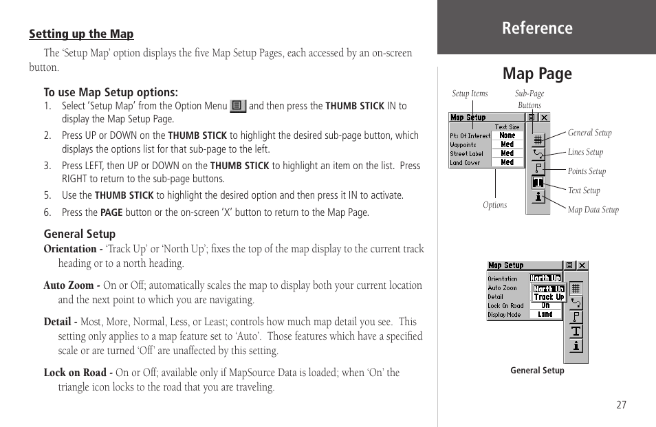 Setting up the map, Reference map page | Garmin Rino 130 User Manual | Page 41 / 130