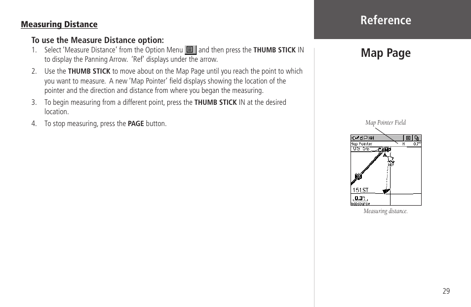 Measuring distance, Reference map page | Garmin Rino 130 User Manual | Page 43 / 130