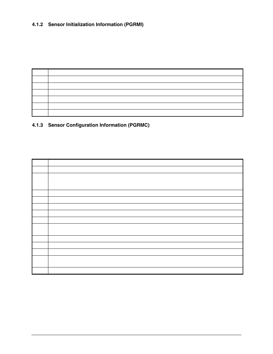 2 sensor initialization information (pgrmi), 3 sensor configuration information (pgrmc), Sensor initialization information (pgrmi) | Sensor configuration information (pgrmc) | Garmin GPS 16x User Manual | Page 16 / 36