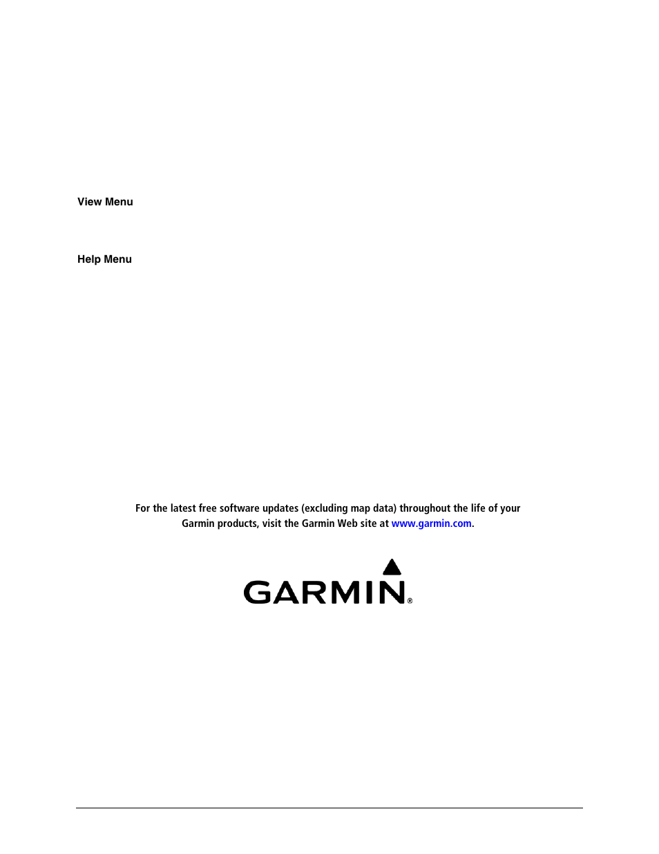 View menu, Help menu | Garmin GPS 16x User Manual | Page 36 / 36