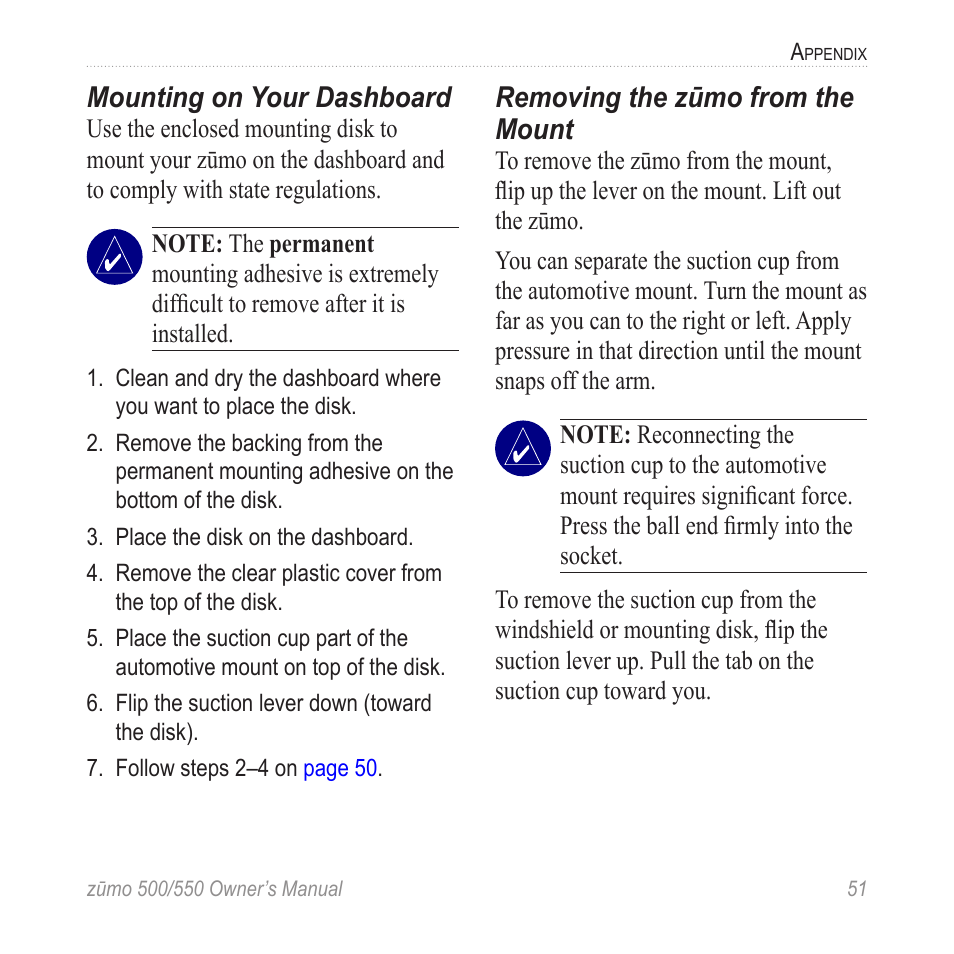 Garmin Zumo TM 500/550 User Manual | Page 57 / 74